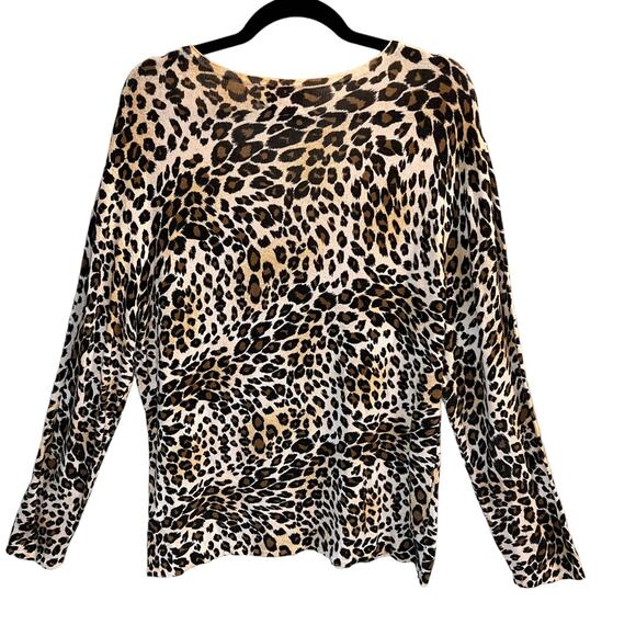 Colourworks Pullover Sweater Size Large Cheetah Print Brown Black Tan - Picture 15 of 16